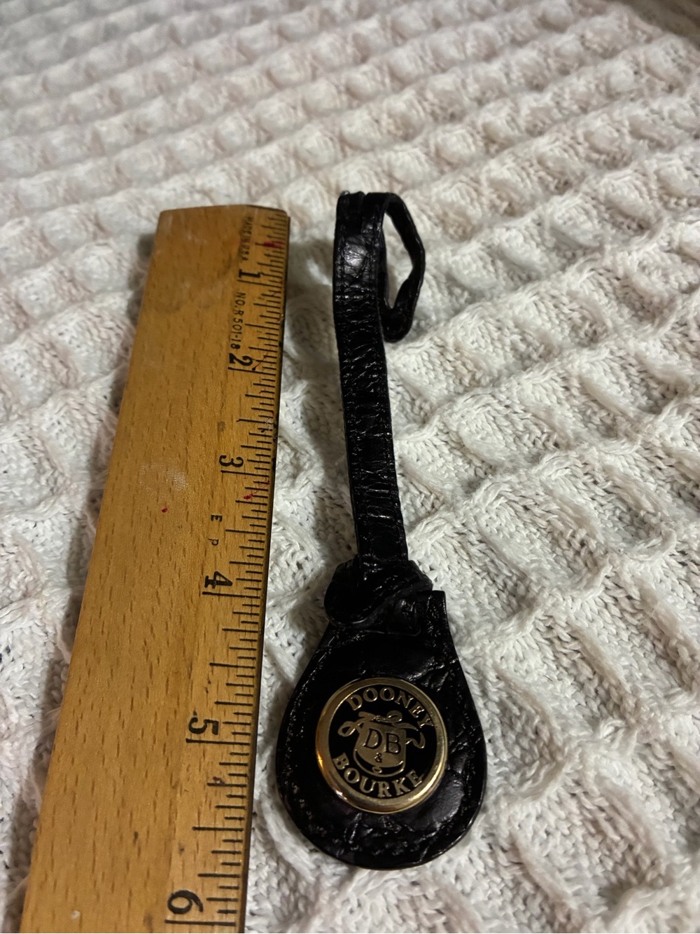 Dooney & Bourke Black Leather Key & Card Holder with Brass Logo